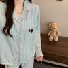 Pijama Adorable y Dulce de Algodón Nube con Solapa y Copas Integradas, Estilo Femenino, Cómodo y Amigable con la Piel, Conjunto de Dos Piezas para el Hogar para Mujeres