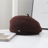 Boina de lana vintage con diseño plisado estilo francés para mujer, otoño e invierno, estilo coreano, elegante, que hace ver el rostro pequeño, sombrero de pintor de moda