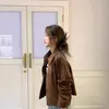 Chaqueta de gamuza Melard para mujer, estilo corto, nueva colección primavera/otoño 2026, corte holgado retro, adecuada para figuras petite, chaqueta ligera