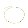 Verano Nuevo Accesible Lujo Collar Hecho a Mano para Mujer Perla Natural Piedra Natural Concha Amarilla Cristal Acero Inoxidable Collar