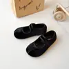 Zapatos para Niña 2026 Otoño Bebés Niñas Color Arcoíris Boca Baja Dopamina Zapatos Pequeños de Piel Estilo Coreano Punta Dividida Terciopelo Zapatos de Princesa