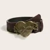 Hebilla de Corazón con Espinas en Relieve Estilo Retro Americano Cinturón Ancho Y2K Chica Popular Estilo Gótico Cinturón de Mezclilla Faja para Cintura para Mujeres