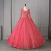2026 Novo Transfronteiriço Inverno Europeu e Americano Vestido de Casamento Moda Renda Manga Longa Vestido de Noite Exame de Artes Cênicas Bainha Grande Saia Bufante