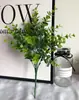Eucalipto Flor de Grama Verde Pequena Arranjo de Flores Artificiais Grama Flor de Plástico Arranjo de Flores Flor Artificial Decoração de Casa Flor Planta Verde Pequeno Arranjo Planta de Parede