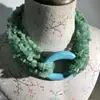 [Colar] Colar Vintage de Oito Camadas de Pedras Naturais Pequenas Cascalho com Turquesa Exquisito Elegante