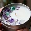 Vela Perfumada de Cera de Soja en Lata de Hojalata con Piedra de Cristal Personalizada