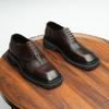 [vip para] cabeça quadrada sapatos de couro de sola grossa negócios de couro masculino casual estilo britânico esculpido brogue sapatos masculinos