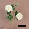 Flores Artificiais Avançadas de Rosa Hidratante Falsa com 3 Cabeças Decoração de Casamento Adereços para Fotografia Arranjo de Flores DIY
