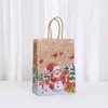 Saco de Papel Kraft com Tema de Natal, Atmosfera de Inverno, Saco para Embalagem de Doces de Natal, Sacola para Presente de Lembrança Atacado