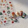 Pegatinas de Uñas Navideñas en Relieve 3D Papá Noel Ciervo Lindo Oso Retro Estéreo Helado Delgado Resistente Pegatinas de Arte para Uñas