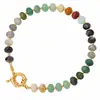 Pulseira Colorida de Pedras Naturais e Contas para Mulheres com Fecho Redondo, Estilo Artístico Vintage, Acessório para Presente de Celebração de Aniversário