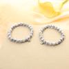 Amazon Venta Caliente Pulsera Turquesa Blanca de 8mm Elástica con Cuentas Acero Inoxidable Redonda Grabada Pulsera de la Amistad