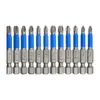 Conjunto de 6 Peças de Brocas Antiderrapantes 50mm de Comprimento Pz1/2/3 Conjunto de Brocas de Couro Azul Ph1/2/3 Cabeça de Chave de Fenda para Furadeira Manual