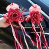 Decoraciones para coche de boda arreglos florales para coche de boda sensación de alta gama cintas para espejo retrovisor manijas de las puertas del coche decoración para coche de boda del copiloto venta al por mayor
