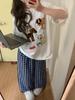 Playera de Media Manga con Estampado de Patrón Top Ropa Estilo Letra Pequeña Algodón Manga Corta Camiseta de Moda para Niña Pequeña Estándar