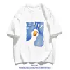 Camiseta Masculina Nova de Manga Curta da Marca da Moda, Gola Redonda Solta, Estampa Grande de Ganso Branco, Algodão Puro, Top Casual e Versátil