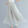 Falda Pantalón de Algodón y Lino de Gran Tamaño Estilo Literario Mori Girl Rakuten 2024 Cintura Elástica Lino Color Sólido Estilo Étnico Falda Pantalón de Gran Oscilación