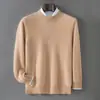 Nuevo suéter de %cachemira pura para hombre de otoño e invierno, cuello semi-alto, suéter de punto de cachemira holgado, suéter de punto cálido