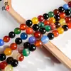 Cuentas Redondas de Ágata Natural Multicolor de Cristal Kankan, Cuentas Sueltas de Ágata de Colores, Tiras Largas de Ágata Semiacabadas para Joyería Hecha a Mano DIY