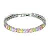 Pulseira Hip Hop Europeia e Americana Transfronteiriça com Zircônia Explosiva Luz Luxuosa Sensação de Alto Padrão Masculina e Feminina Oval Linha Única Totalmente Diamantada Joias Tennis