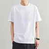 Playera de Manga Corta con Cuello Redondo de Algodón Peinado Puro de Peso Pesado Ajuste Holgado Venta al por Mayor Unisex Hombro Caído Versión en Blanco Color Sólido Top