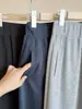 Calça casual larga de veludo de algodão cinza, longa, com caimento, estilo outono novo, estilo preguiçoso, cintura alta, calça casual reta solta para mulheres