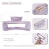 Pinza de Ácido Acético Transparente de Moda 14cm Extra Grande Rectangular Pinza para el Cabello Pinza de Tiburón Calada Pinza Grande Volumen de Cabello Grande