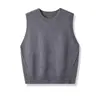 Chaleco de punto de lana pura, estilo minimalista, cuello redondo, para mujer, perfecto para usar en capas, sin mangas, corte holgado, se puede usar como capa interior o exterior