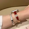 Pulseira de Relógio de Resina com Cravação de Diamante em Forma de Trevo de Quatro Folhas, Metal Cobre, Adequada para Apple Watch iWatch 12ª Geração 11/10