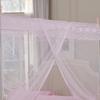 Cama de três portas cortina mosquiteiro novo lado Rosa têxtil Palácio de aço inoxidável mosquiteiro estudante respirável mosquiteiro superior quadrado