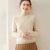 Suéter de Cachemira de Color Sólido Nuevo para Otoño e Invierno para Mujer, Cuello Medio Alto, Hombro de Siete Puntos, Camisa Base, Suéter Cálido Casual de Temperamento para el Trabajo