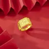 Anillo Dorado para Hombre de Artesanía Fina, Anillo Grande Dorado Grueso de la Fortuna, Joyería, Se Puede Quemar Sin Desvanecerse, Venta Directa del Fabricante