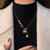 Collar Accesorio Moneda de Dinero Cristal de Hielo Bañado en Oro Real para Mujer, Cadena para Suéter de Verano, Joyería de Alta Gama