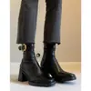 Botas Finas de Tacón Grueso con Hebilla de Cinturón y Punta Cuadrada Estilo Retro 2026 Nuevo Estilo Otoño e Invierno Botines Elegantes Versátiles para Mujer Botas Martin