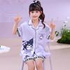 Pijama Infantil Verão Manga Curta Seda de Gelo Tamanhos Grande e Médio Meninos e Meninas Desenho Animado Fofo Fino para Ar Condicionado Roupa de Casa conjunto Tendência