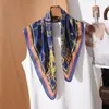 Elegante Bufanda Cuadrada de Imitación Seda con Estampado de Cadena Chal Versátil Bufanda de Cuello de Gama Alta Pañuelo para la Cabeza Bufanda de Seda Bufanda para Mujer
