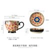 Taza de flores pintadas a mano de gran capacidad para oficina y hogar, de aspecto elegante, creativa para café, leche, desayuno, nórdica