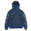 Estilo INS transfronterizo europeo y americano, sudadera con capucha a rayas retro de otoño Harajuku Y2K con cremallera, prenda exterior unisex