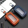 Nuevo estuche para llaves de pareja de cuero genuino gran capacidad Ventana de espejo para control remoto de coche de mujer estuche con cremallera para llaves retro exquisito