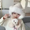 Chapéu e Cachecol Infantil Tudo em Um Inverno 2025 Fofo e Super Fofo Quente Pelúcia Acolchoado Chapéu Protetor de Orelha para Bebês Meninas