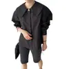 Colección nueva de primavera temprana 2026 estilo ins coreano: Camisa larga de manga larga estilo coreano, centrada en el diseño, de corte holgado, con cuello de muñeca y espalda plisada