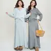 Conjunto de cárdigan con capucha y doble cremallera y falda de estilo coreano, fresco y sencillo, para mujer, nuevo conjunto de dos piezas engrosado estilo universitario para otoño e invierno