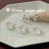 Diseño Nicho Coreano Joyería Minimalista de Plata Anillo de Plata de Ley S925 con Diseño Hueco de Gota de Agua Empalmada con Diseño Único y Estilo Versátil