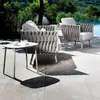 Silla de Mimbre Moderna Minimalista para Patio al Aire Libre, Silla de Mimbre Impermeable y Resistente al Sol para Balcón, Sofá de Mimbre para Exteriores con Respaldo