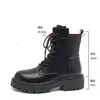 Botas Martin Peludas para Mujer 2026 Nuevo Otoño/Invierno Negro Suela Gruesa Aumentan la Altura Botas de Nieve Estilo Británico Calzado de Algodón de Media Caña