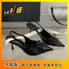Sandalias poco profundas de punta fina estilo francés con lazo, modelo nuevo de verano 2025, zapatos de salón elegantes de punta cerrada, tacones altos sin espalda