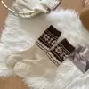 Meias de Lã Fair Isle para Mulheres Meias de Cano Médio Meias Quentes Espessadas de Outono e Inverno Meias Coreanas Retro Preppy