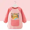 Bata de Pintura Infantil, Delantal de Pintura Artística, Babero para Comer de Bebé, Guardería Cinta Mágica Impermeable Ropa para Usar al Revés
