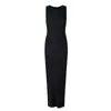 Chaleco Tejido sin Mangas Adelgazante con Rayas Verticales Texturizadas Verano Haze Coreano Vestido de Seda de Hielo Falda Bodycon OL