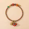 Festival do Meio Outono Boa Sorte Corda Colorida Pulseira de Cabeça de Tigre Pequena Feita à Mão Pulseira Pingente de Borla de Cabeça de Tigre Trançada Fofa Joias Pulseira Atacado